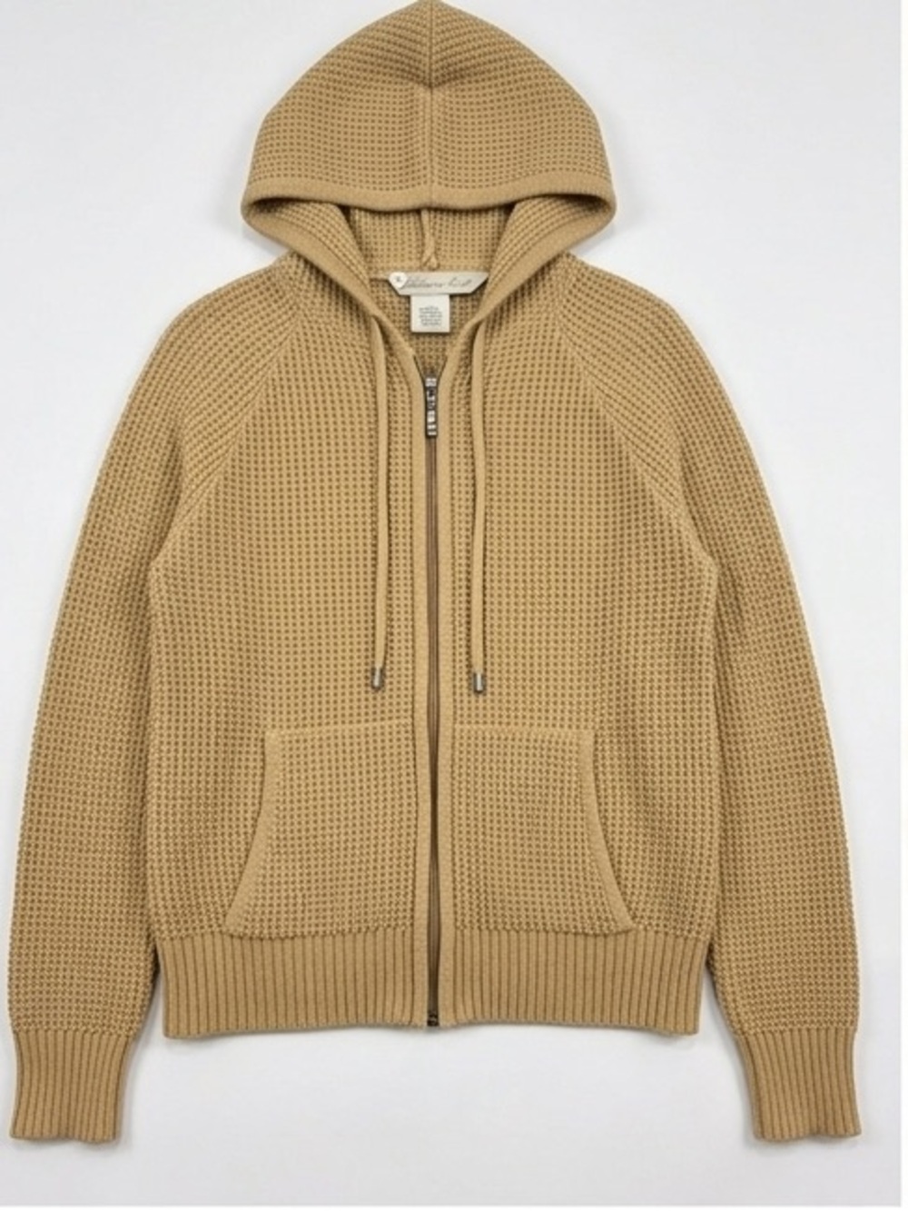 Jillian Nicole 100% Cotton Chunky Knit Zip Hoodie S Earthy Neutral Minimalist